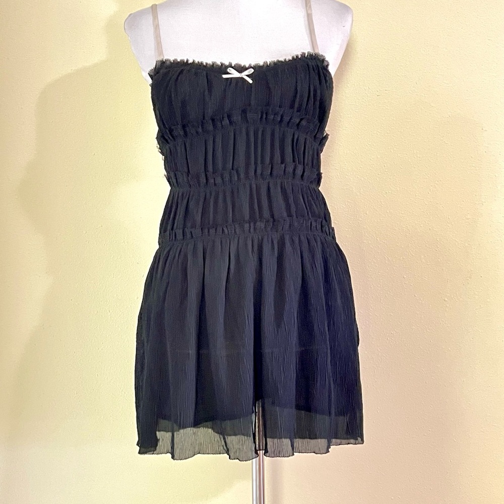 Zara Black Mini Dress with White Straps - Picture 2 of 12